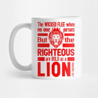 Proverbs 28:1 The Righteous Are Bold As A Lion Mug